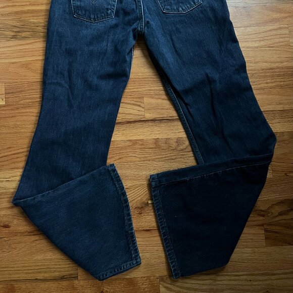 Vintage Levis 514 Super-low dark wash 100% cotton Flared leg women's 7jr. USA! - Picture 7 of 9